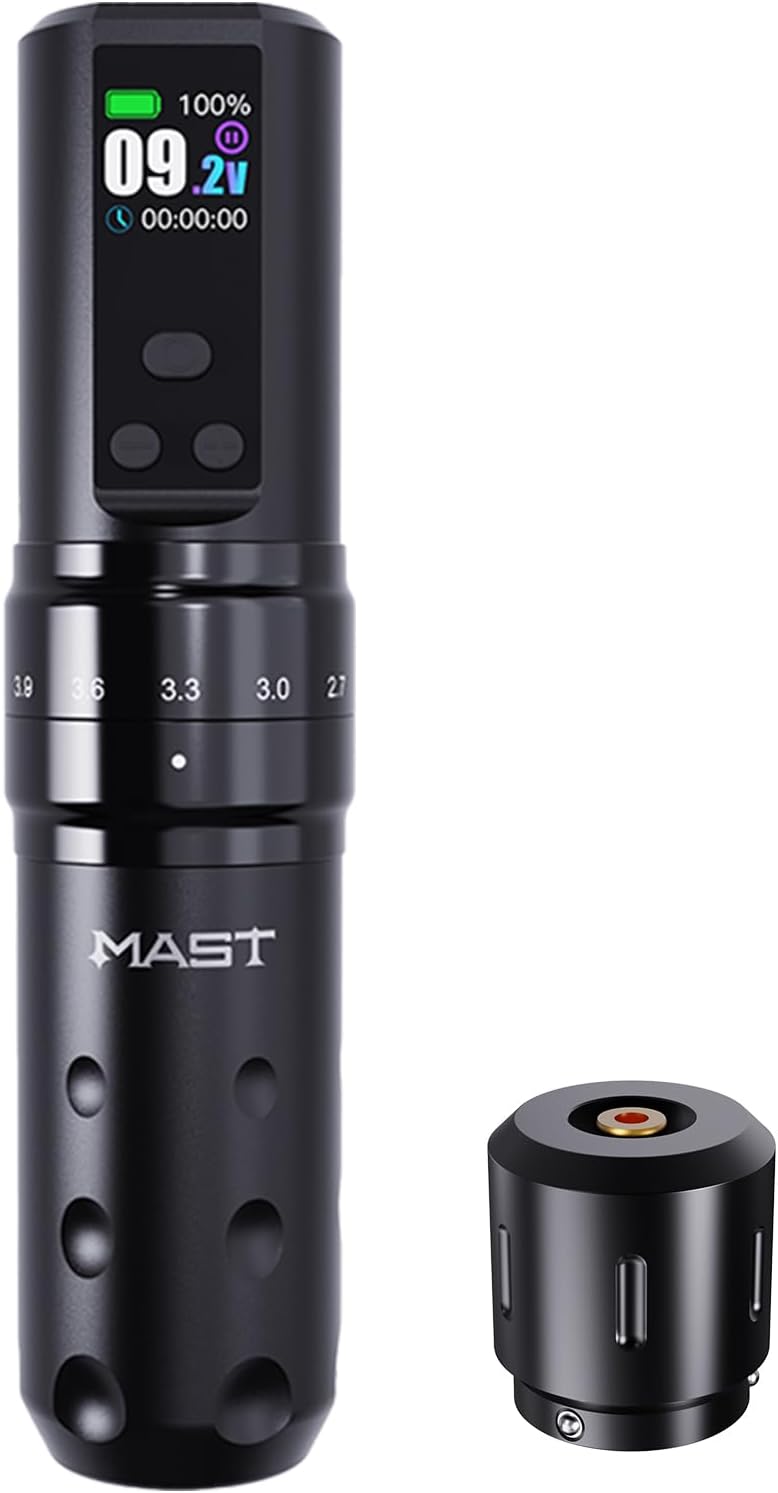 MAST TATTOO Fold2 Pro Wireless Tattoo Gun Rotary Pen Machine, Powerful Motor by Mcore, Smart Display, 7 Strokes Length for Pro Artists