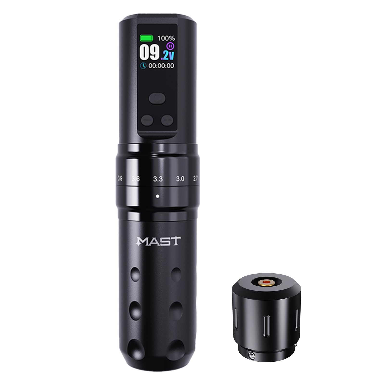 Mast Tattoo Fold2 Pro Wireless Tattoo Gun Rotary Pen Machine, Powerful Motor by Mcore, Smart Display, 7 Strokes Length for Pro Artists (Black)