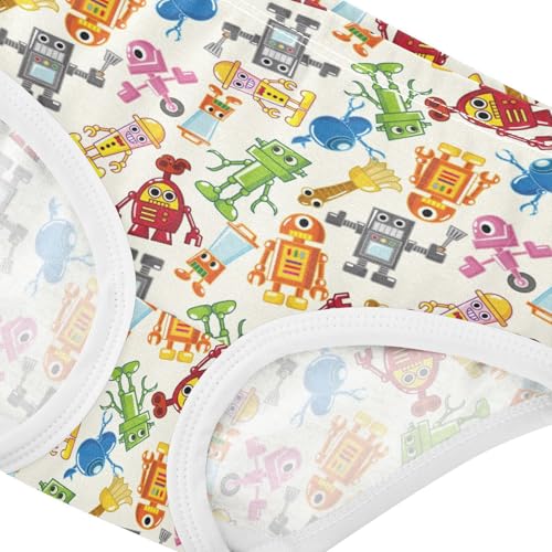 Wusikd Funny Robot Girls' Underwear Cotton Girls Briefs Soft Toddler Underwear 4T Multi4