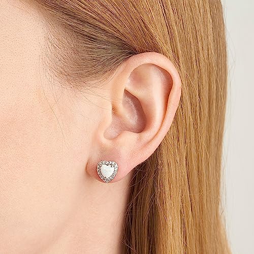 Morgan & Paige R9A9TP3900 925 Sterling Silver Rhodium Plated Created Opal And White Sapphire Halo Heart Necklace Jewelry Set thumb #2