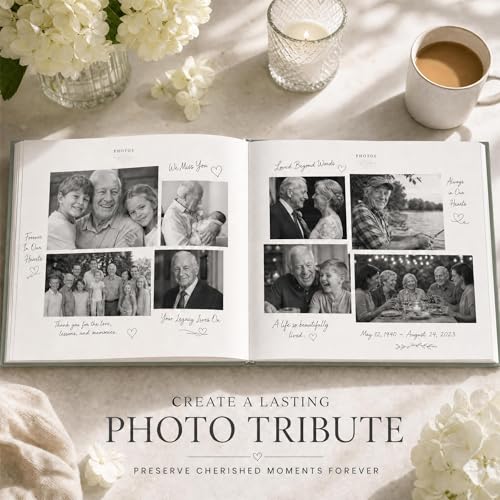 Image of ZICOTO Beautiful Funeral Guest Book for The Celebration of Life - The Perfect Hard Cover in Loving Memory Book with Ample Space to Sign in for Guests - Premium Craftsmanship for Honoring Loved Ones