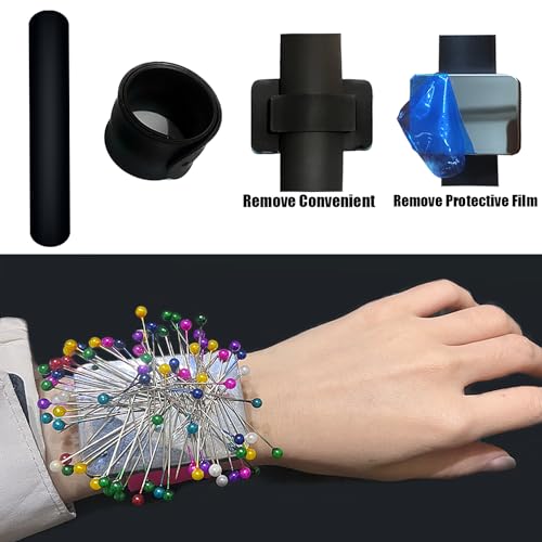 Image of Extension Size Magnetic Pin Holder Wrist Band, 2 Pieces Silicone Wrist Magnetic Wristband for Braiding Gel, Pin Cushion Holder Bracelet for Quilting Sewing & Hairstylists (One Szie Fit Mosts)