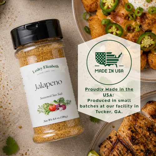 Image of Jalapeno Sea Salt by Lesley Elizabeth | Spicy Jalapeno Seasoned Sea Salt for Chicken, Beef, Pork, Seafood & Vegetables | All-Purpose Gourmet Cooking & Grill Spice