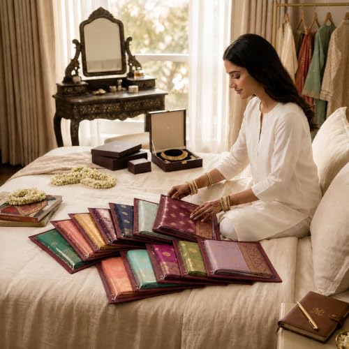 Image of Non-Woven Saree Cover Bag Set of 12 with Transparent Window & Smooth Zipper | Maroon Wardrobe Organizer for Sarees, Dresses, Lehengas & Ethnic Wear | Reusable Storage Bags