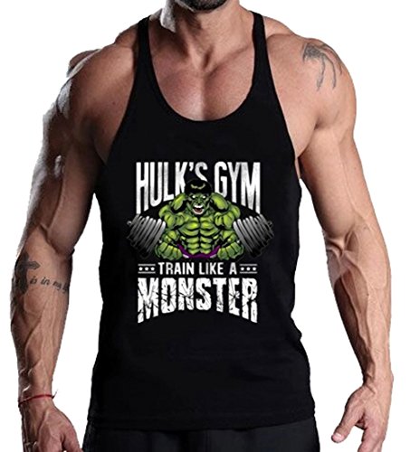 A. M. Sport Camiseta Tirante Hombre para Gimnasio. T-Shirt y Tank Top Culturismo y Bodybuilding Fitness. (Hulk Pesas) - M