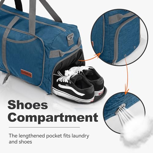 Image of Canway 40L Foldable Duffle Bag for Travel Men & Women Carry On 22 inchx14 inchx9 inch Airline Approved, Small Luggage Overnight Bag with Shoe Compartment, Water-Resistant Gym & Sports Bag