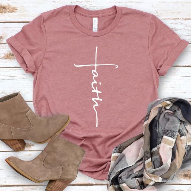 Love in Faith | Faith Cross Short Sleeve | Christian T-Shirts for Women | Faith-Based Apparel | Christian Gifts - Image 2