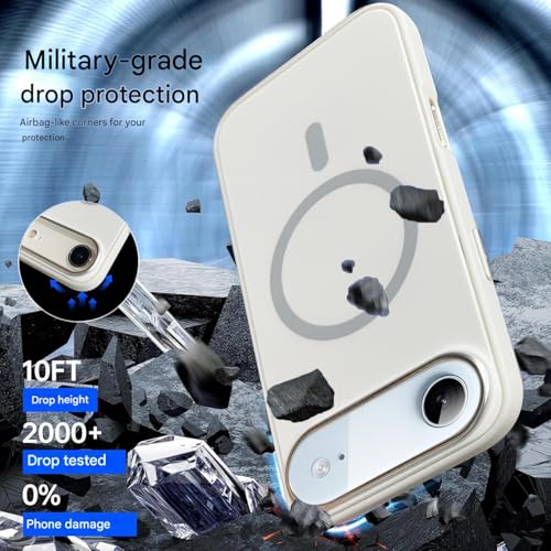 Image of VONZEE Magnetic for iPhone 17 Air Case (2025)(Compatible with MagSafe)(Military Grade Drop Protection) Matte Shockproof with Anti-Fingerprint Phone Cover, 6.6''|White