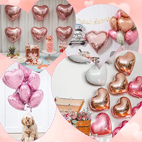 Image of Party Propz Heart Shape Foil Balloons, 18-Inch Pack of 10 Heart Foil Balloons, Heart Balloons For Decoration, Wife Birthday Decoration Items, Love Decoration Items (Foil), Pink & White