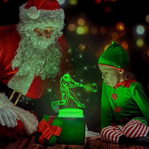 Baseball Man 3D Lamp Night Light With Remote & Touch Control,Multiple Colour & Flashing Modes And Brightness Adjusted,Usb & Batteries Powered,Best Gifts For Sport Lovers Boys Girls (Baseball Man-2) #TOP3