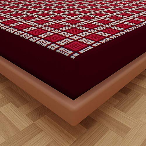 Image of Lithara Water Proof Terry Cloth Printed Mattress Protector 78x66 Inch for Queen Size Bed | Water Resistant Fitted Mattress Cover (Maroon Pack of 1)
