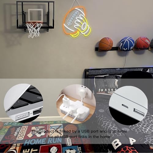 Image of WLHOPE Football Neon Sign Rugby Neon Signs for Wall Decor Football-Shaped Led Lights for Bar Sports Theme Party Rugby Game Room Bedroom Dorm Decoration Gifts for Teens Football Gifts