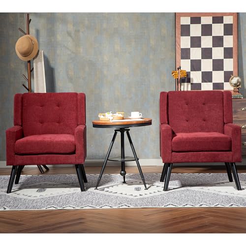 Sillón clásico tapizado rojo con estructura de madera miniatura 5