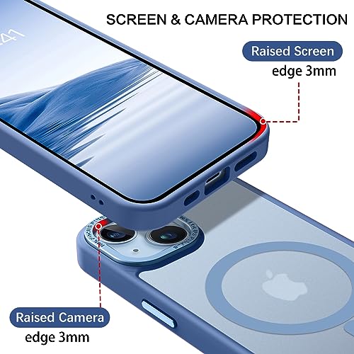 Image of BENTOBEN Magnetic iPhone 13 /14 Case, Translucent Matte Slim Shockproof Women Men Phone Cover, Blue, Compatible with MagSafe, 6.1 inches