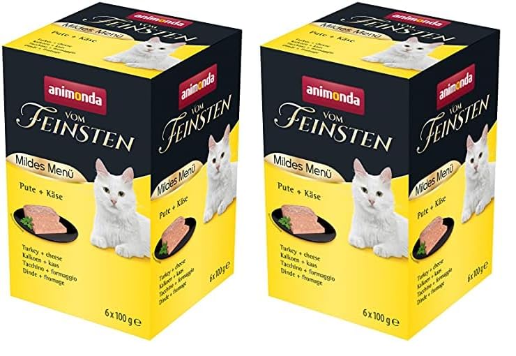 animonda Vom Feinsten Adult Mildes Menü Pute + Käse (6 x 100 g), Nassfutter für Sensible Katzen, Katzenfutter ohne Getreide und Zucker, leicht...