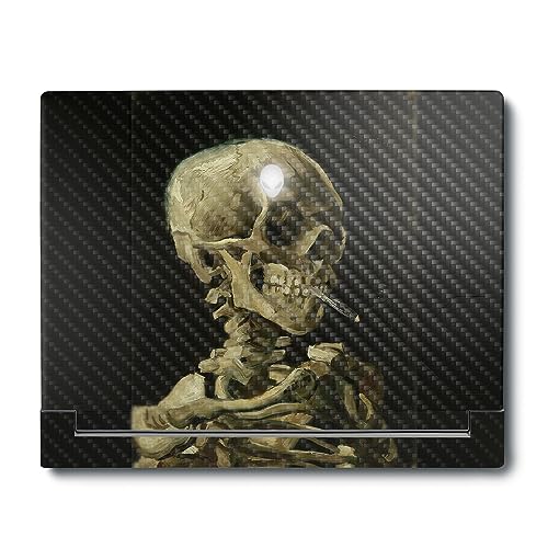 Image of MightySkins Carbon Fiber Skin Compatible with Alienware X16 R1 (2023) Full Wrap Kit - Skull with Cigarette | Protective Durable Textured Carbon Fiber Finish | Easy to Apply | Made in The USA