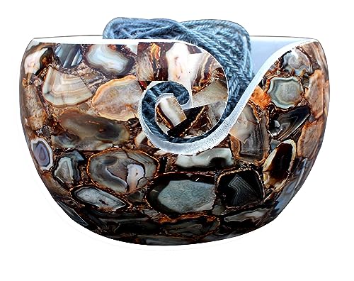 Image of Multi Purpose Wooden Yarn Bowl - Yarn Holder Rosewood - Knitting Bowl Handmade Wooden Yarn Bowl for Knitting and Crochet | Large Knitting Bowl Mother's Day Gift (Black)