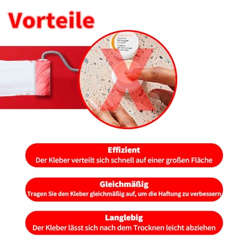 Leimroller Holzleim mit Abstreifwanne – Präzise Klebstoffverteilung, Wiederverwendbares Walzen-Set für Möbelbau & DIY-Projekte (Leimwalze + Tablett)