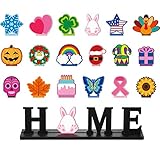Home Table Decoration Set with 18 Pieces Interchangeable Wooden Decorative Sign Home Letter Sign...