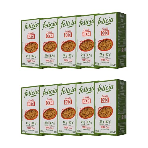 Felicia, Fusilli di Ceci Bio, Pasta Biologica Ricca di Proteine,