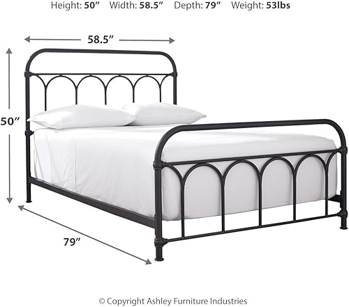 Miniatura 3 de Signature Design by Ashley Nashburg Industrial Farmhouse - Cama de metal, matrimonial, negro mate