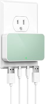 Flat USB Wall Charger 4 Ports Slim 65W USB-C/A Flodable Plug Fast Charging Block for iPhone 8/9/10/11/12/13/14/15 Multiport Power Charging Adapter for ipad and Galaxy Series S8-10 Green