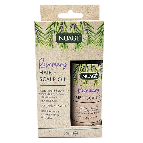 Nuage Rosemary Hair and Scalp Oil with Vitamin E - Castor Oil, Rosemary, Jojoba, Peppermint & Tea Tree Oils | Helps Revive & Nourish Hair Folicles (100ml)