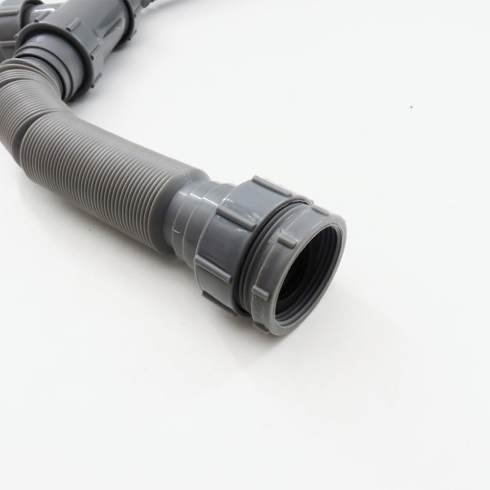 Kit di scarico doppio per lavello regolabile con sifone a P, tubo flessibile in plastica da 20-80 cm, lavello da 1-1/2 e 1-1/4", grigio