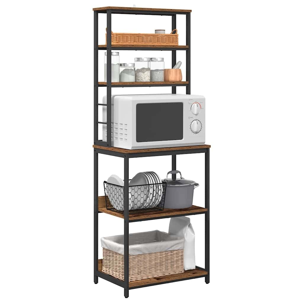 Küchenregal Altholz 60 x 40 x 168 cm | 5 Regalböden, Stahlrahmen, industrielle Lagerung, leicht zu reinigen, für Küche und Speisekammer