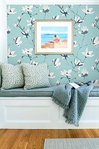 Safiyya Peel And Stick Wallpaper Floral Contact Paper Light Blue Flower Wallpaper Modern Simple Removable Wallpaper Decorative Self Adhesive Contact Paper For Wall Vinyl Roll 78.7In X15.7In #TOP3