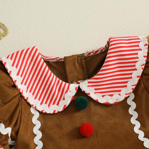 Adobabirl Toddler Baby Girl Christmas Gingerbread Dress Doll Collar Bubble Short Sleeve Christmas Tutu Dresses for Girls4