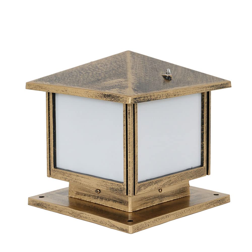 GTHTUHFD Outdoor Courtyard Fence Column Lamp Ip54 Waterproof Pillar Light Square E26 Landscape Bollard Post Lamp, Aluminum Vintage Post Lamp Lighting Fixture Fence Pedestal Lighting Fi,Brass-19.7in