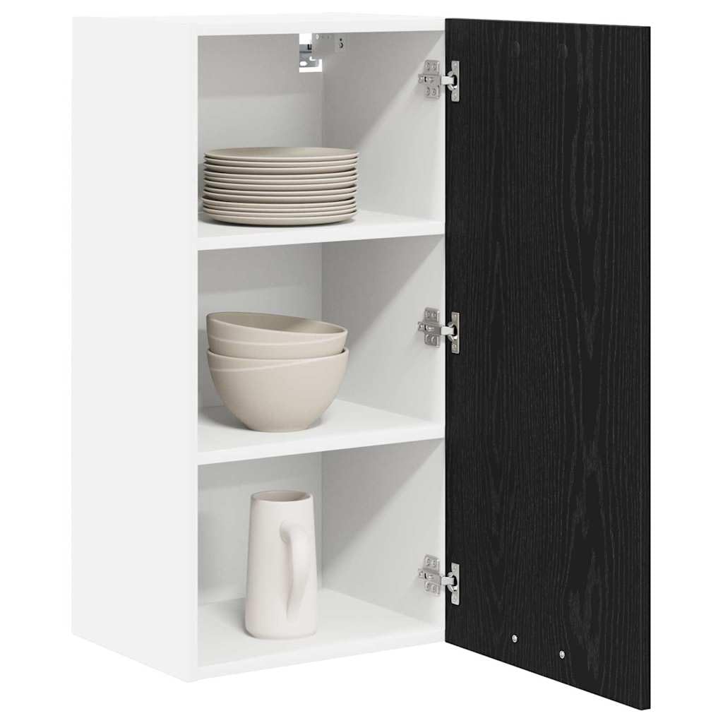 Lumanois Armoire Suspendue Riga Chêne Noir et Blanc 40 x 31 x 80 cm Meubles de Cuisine Noir,884259