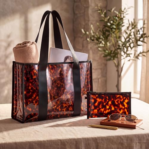 Bolsa Tote de PVC color tortuga con pouch desmontable miniatura 6