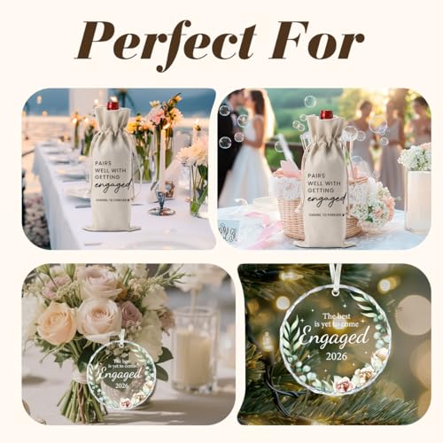Image of Engaged Engagement Gifts for Couples Her Engagement Party Decorations | Gifts for Engaged Couple Wine Bag Bride to Be Wedding Marriage Gift Acrylic Ornament 2026