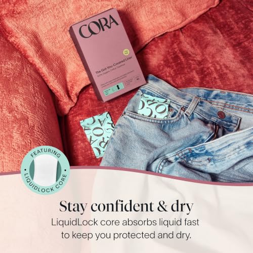 Image of Cora 100% Organic Cotton Topsheet Period Liners (80 Regular Period Liners) | Extra Thin Breathable Panty Liners, Regular Absorbency, Pillow-Soft, Organic Feminine Care