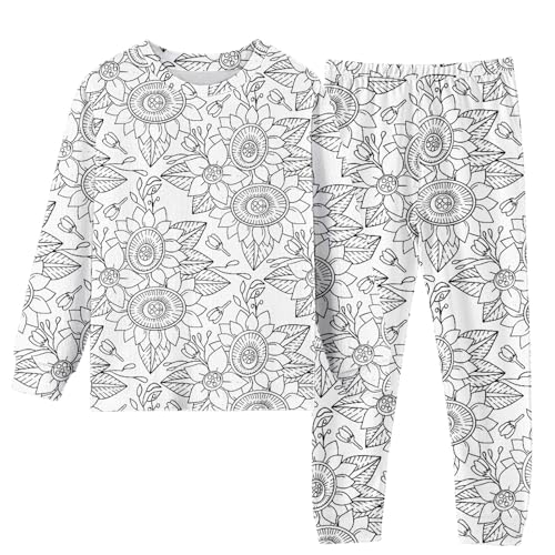 Kids DIY Hand Painted 𝐏ajamas Boys Girls Cute Funny Black White 2 Piece Home Wear Outfits Long Sleeve 𝗦leepwear