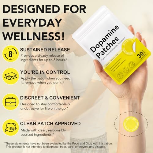 Dopamine Patches Extra Strength, Mood Support Patches for Daily Mental Wellness, Mood Boost & Positivity Support, Motivation Supports Dopamine & Serotonin Balance, Dopamine Supplements for Men Women - Image 5