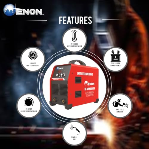 Image of ENON 350A Dual Voltage Inverter ARC Welding Machine, 220V & 380V, LED Display, Hot Start Anti-Stick, IGBT, MMA Welder for Workshop, Fabrication & Industrial Use (XE-WM3503M)