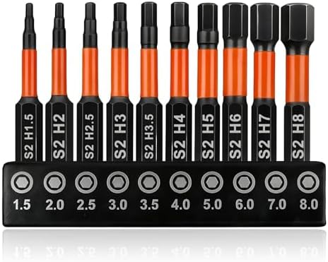 10 Pcs Hex Allen Key Drill Bit Set, S2 Steel Magnetic Screwdriver Bits ...