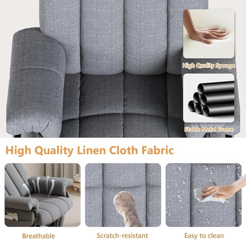 Image of JIASTING 360 Swivel Recliner Chair with Ottoman & Double Side Pockets, Nursing Glider Rocking Recliner Chair, Gliding Chairs for Nursery, Living Room, Bedroom, Office (Gray)