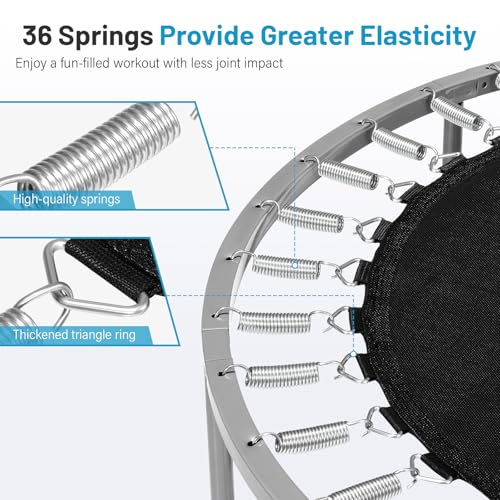 Image of Lyromix 40 inch / 48 inch Rebounder Trampoline for Adults with Adjustable Bar, Mini Fitness Trampoline for Adults and Kids, Small Exercise Trampoline with Handle for Indoor Outdoor Workout