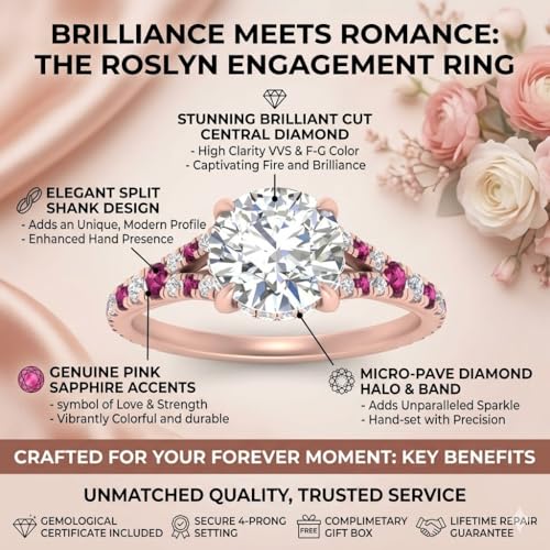 Image of Choose Your Gemstone Round Split Halo Pave Diamond CZ Ring Rose Gold Plated Round Shape Halo Engagement Rings Matching Jewelry Wedding Jewelry Easy to Wear Gifts US Size 4 to 12