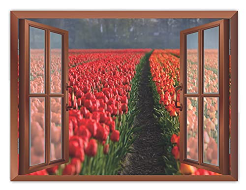 Image of CVANU Creative Window View Home Decor, Beautiful Garden of Rose Flowers, Removable Window Wall Stickers /Decals for Living Room,Bed Room, Home Cv 28