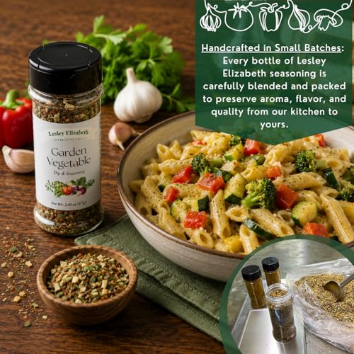 Image of Lesley Elizabeth Garden Vegetable Dip & Seasoning - All-Natural Herb & Veggie Spice Blend for Dips, Roasted Vegetables & Cooking | Gourmet All-Purpose Garden Seasoning