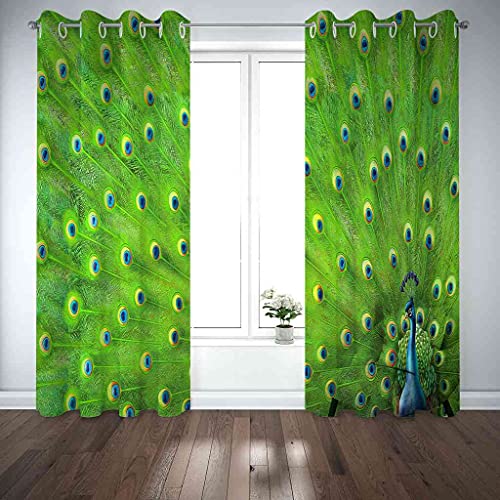 Rideaux occultants paon vert à oeillets isolants pour chambre enfant