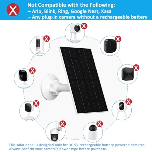 VUEBEE 4W Solar Panel for Security Camera, USB-C/Micro USB Solar Charger for Rechargeable Battery Cameras, IP66 Waterproof, 360° Adjustable Mount, 9.8FT/3M Cable