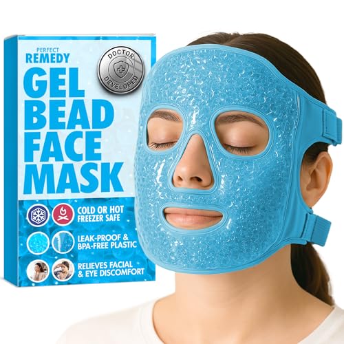 Perfect Remedy Face Ice Pack Reusable Hot & Cold Ice Face Mask Gel Compress for Helping with Puffy Eyes and Swelling Conditions Facial Spa Cooling Mask for Women and Men (Blue)