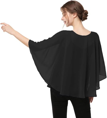 Miniatura 7 de Capas para mujer, chal de gasa casual, capa transparente, chal y envoltura, poncho