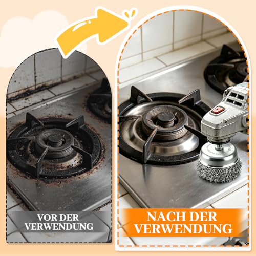 10-Teilig Drahtbürsten Set für gründliche Reinigung 1/4-Zoll-Schaft